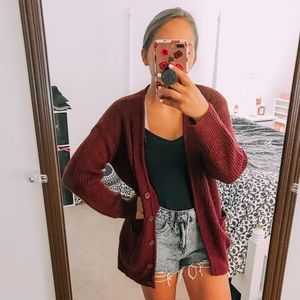 Maroon Oversized Cardigan